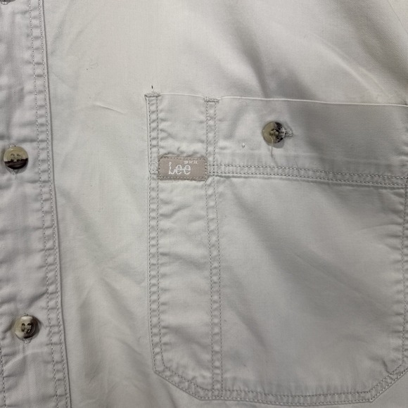 Vintage LEE Western Wear‎ Long Sleeve Button Shirt Men's Large Tan Beige Dress - Picture 2 of 8